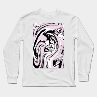 Black, White and Pink Graphic Paint Swirl Long Sleeve T-Shirt